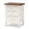 Baxton Studio Levron Traditional Walnut Brown and Antique White Finished Wood 3-Drawer Nightstand 194-11953-ZORO - alternate 8